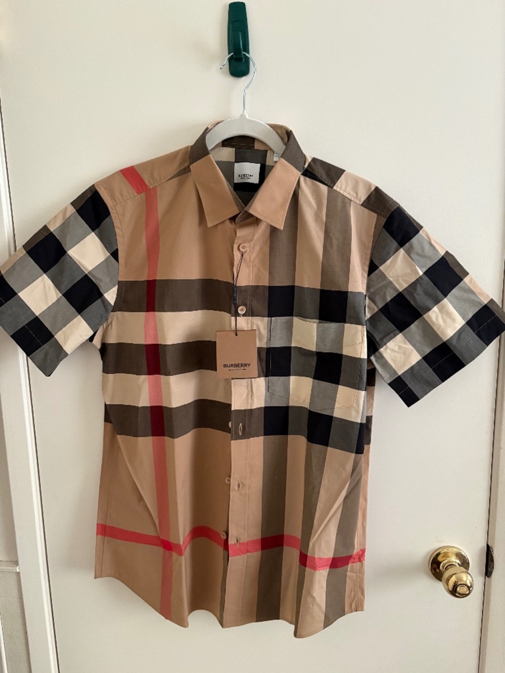 Burberry button up plaid shirt